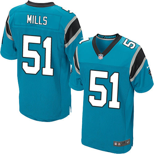Nike Panthers #51 Sam Mills Blue Alternate Men's Stitched NFL Elite Jersey - Click Image to Close